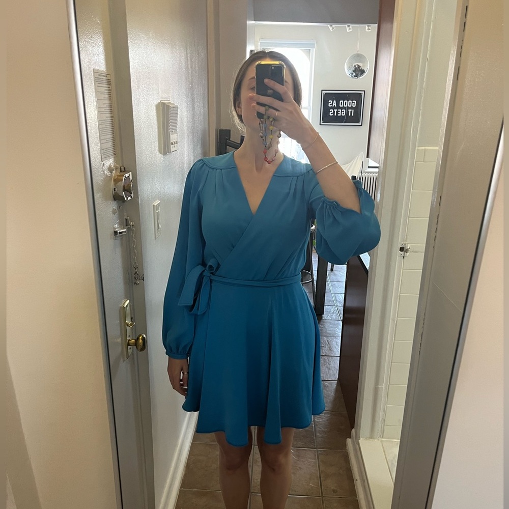 NWT Diane Von Furstenberg Blue Wrap Dress